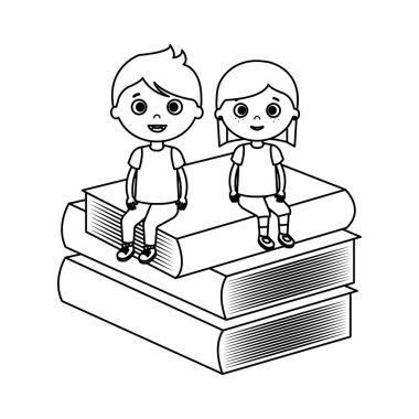 Sadece kitaplar ile öğrenciler çift çocuklar