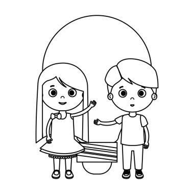 Sadece ampul vektör çizim tasarım ile öğrenciler çift çocuklar