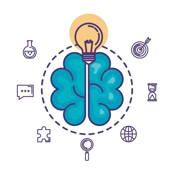 Brain storming with set business icons — Stock Vector