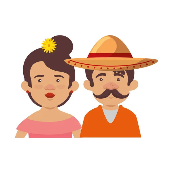 Personnages de couple mexicain traditionnel — Image vectorielle