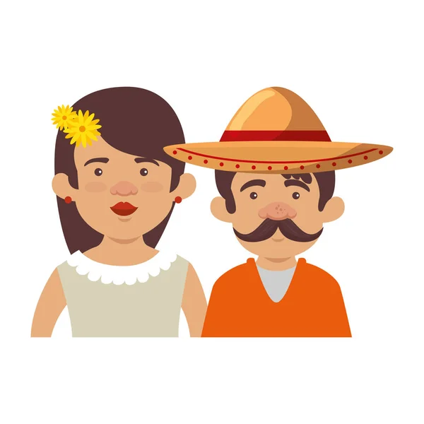 Personajes tradicionales de pareja mexicana — Archivo Imágenes Vectoriales