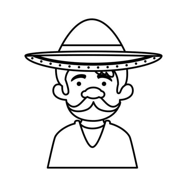 Traditioneller mexikanischer Mann mit Hut — Stockvektor