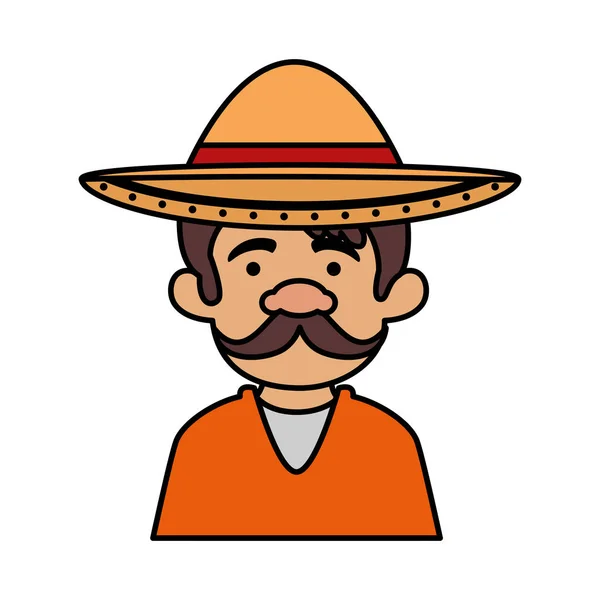 Hombre mexicano tradicional con sombrero — Vector de stock