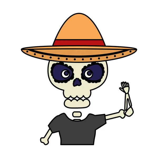 Szkielet Meksyku z kapeluszem — Wektor stockowy