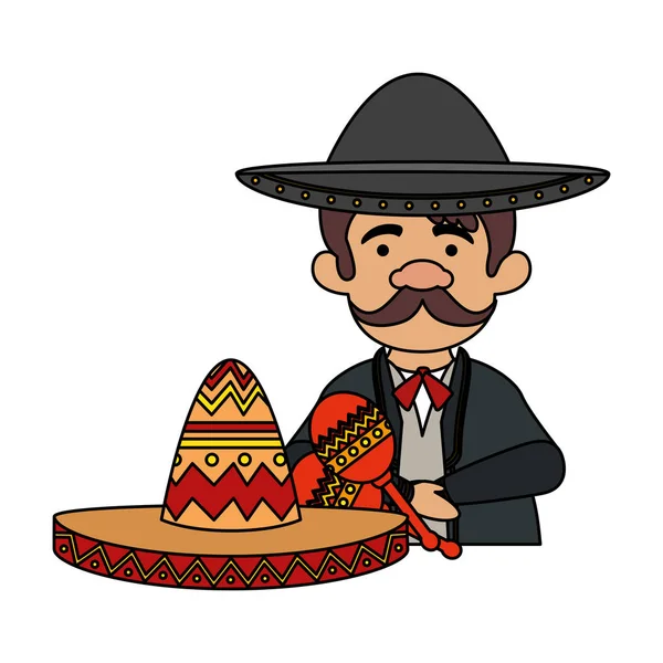 Mariachi tradicional mexicano com maracas — Vetor de Stock