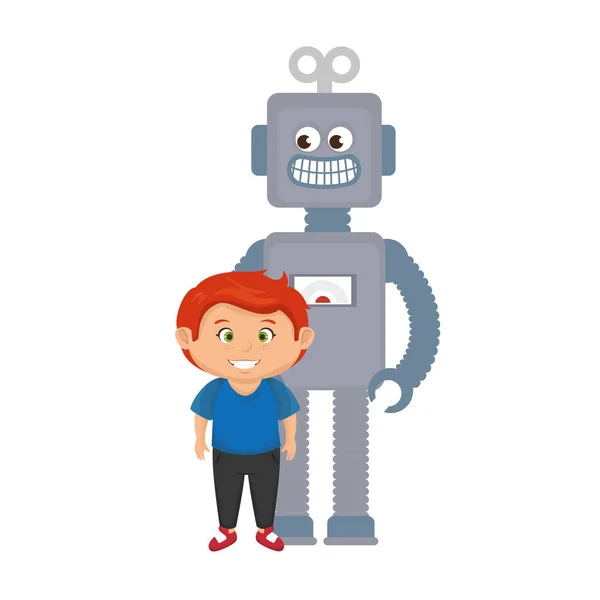 Chlapeček s robot hračka — Stockový vektor