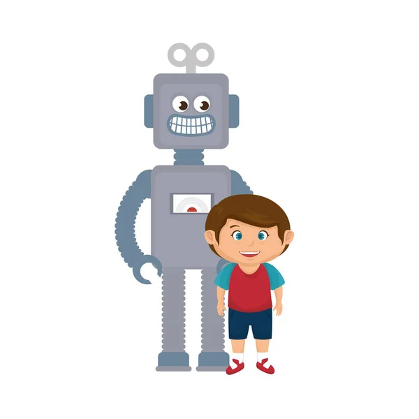 Chlapeček s robot hračka — Stockový vektor
