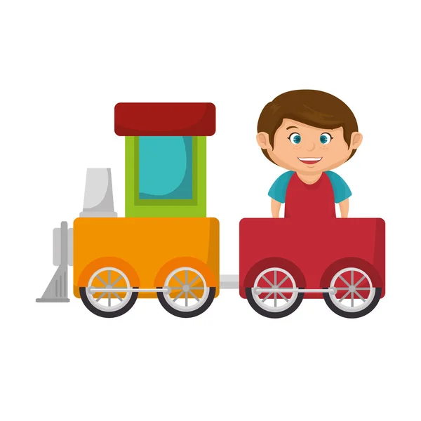 Petit garçon avec jouet de train — Image vectorielle