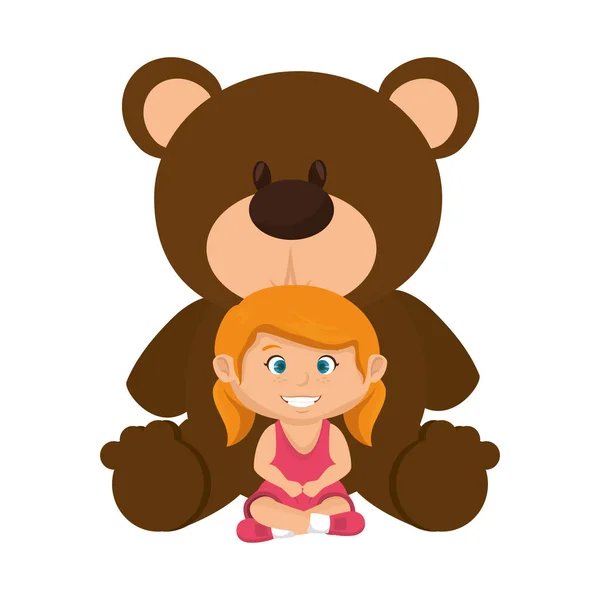 Маленька дівчинка з ведмедем Тедді — стоковий вектор