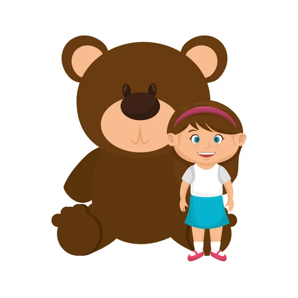 Petite fille avec ours en peluche — Image vectorielle