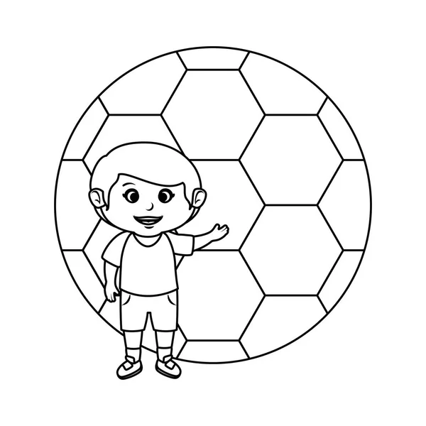 Niño pequeño con globo de fútbol — Vector de stock