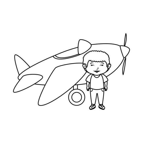Niño pequeño con juguete de avión — Archivo Imágenes Vectoriales