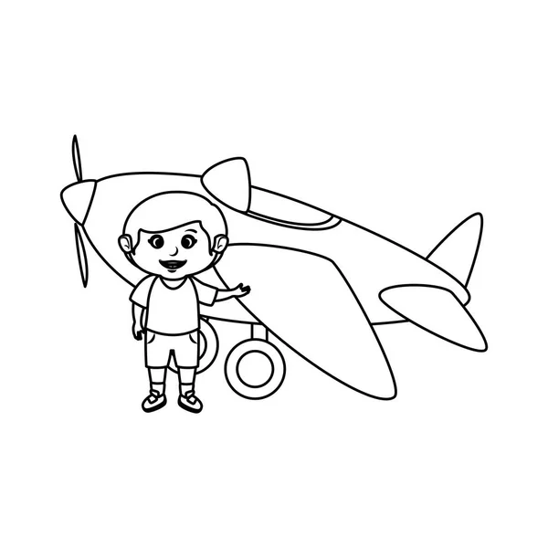 飛行機グッズの小さな男の子 — ストックベクタ