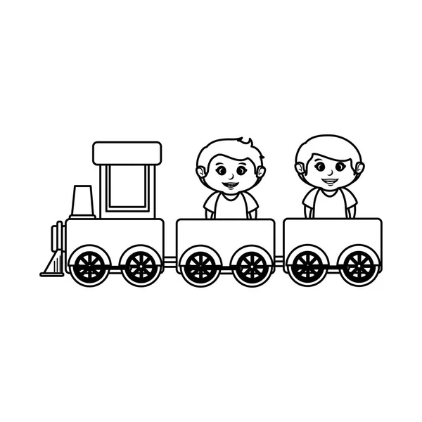 鉄道おもちゃで男の子 — ストックベクタ