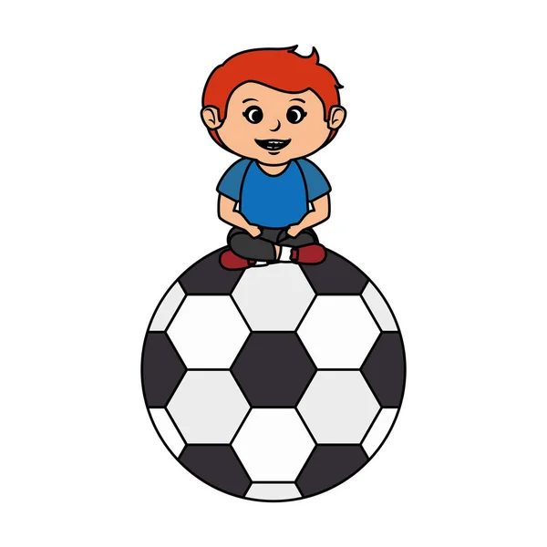 Little boy with soccer balloon — Stock Vector