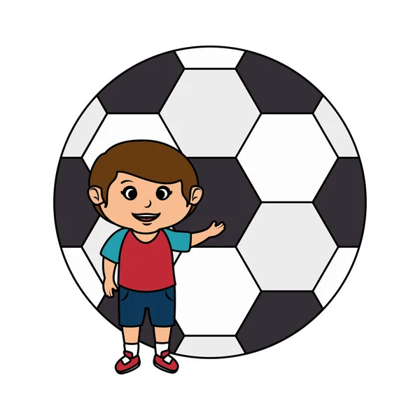 Niño pequeño con globo de fútbol — Archivo Imágenes Vectoriales