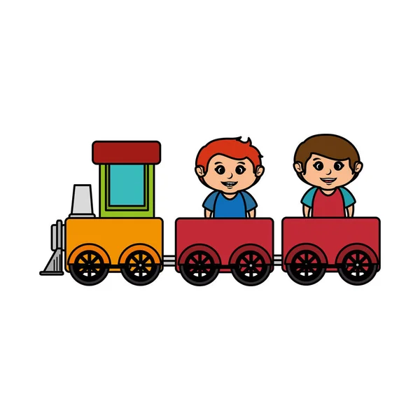 Chłopcy z zabawek kolejowych — Wektor stockowy