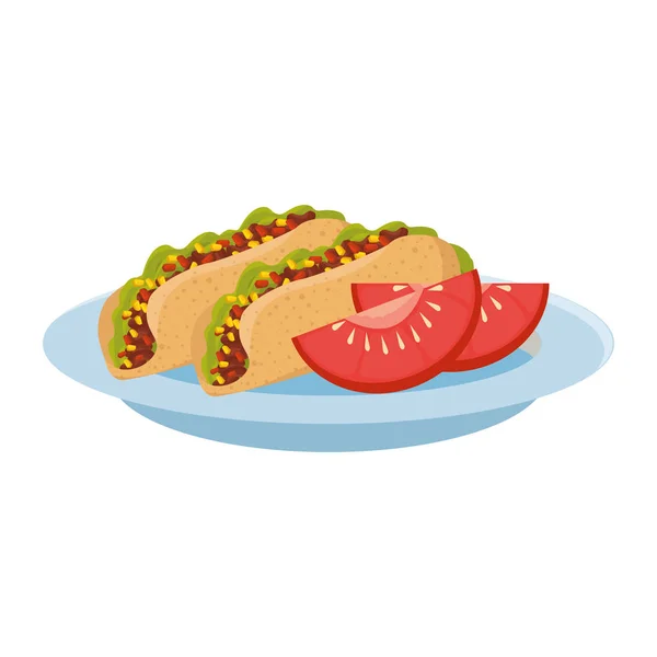 Finom burritos és paradicsom mexikói ételek — Stock Vector