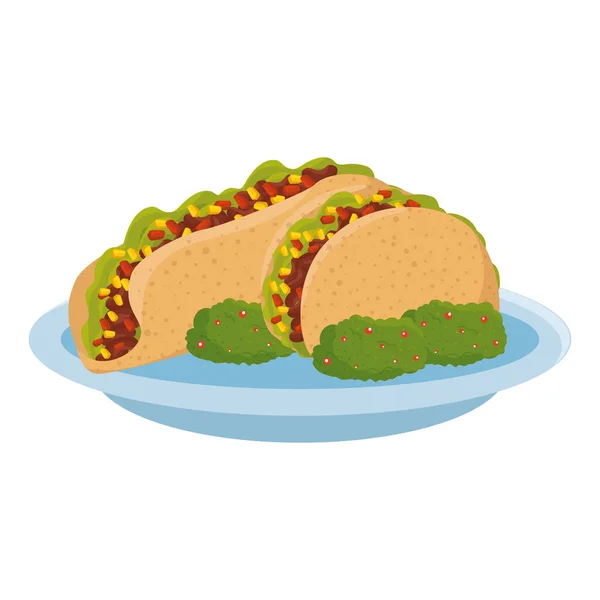 Finom burrito-guacamole, mexikói ételek — Stock Vector