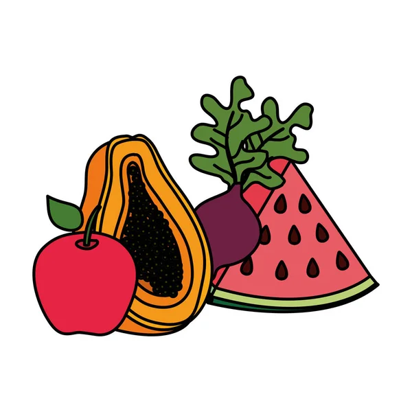 Frutas y hortalizas frescas — Vector de stock