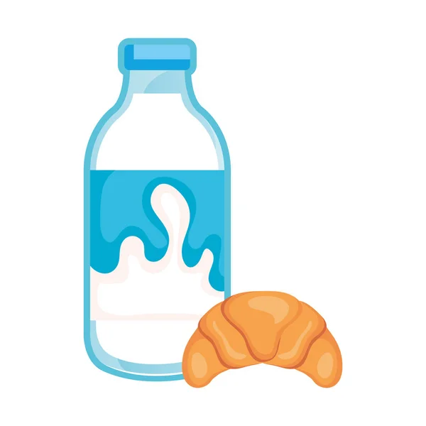 Lezzetli süt şişesi ekmek ile — Stok Vektör