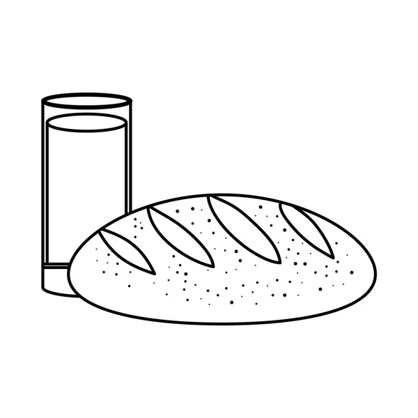 นมถ้วยแก้วอร่อยกับขนมปัง — ภาพเวกเตอร์สต็อก