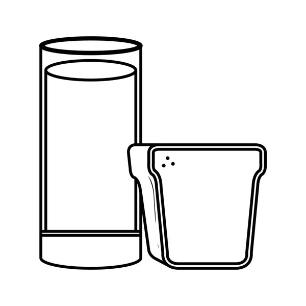 Вкусный стакан молока с хлебом — стоковый вектор