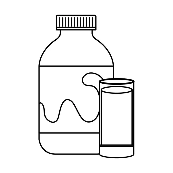Délicieux yaourt bouteille avec verre — Image vectorielle