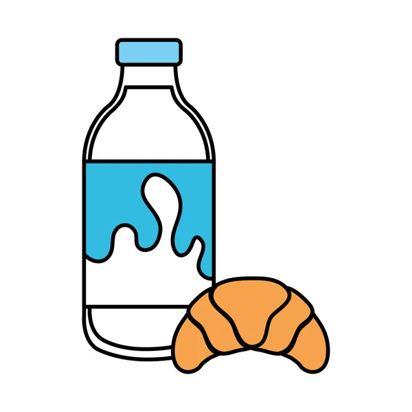 Chutné mléko láhev s chlebem — Stockový vektor