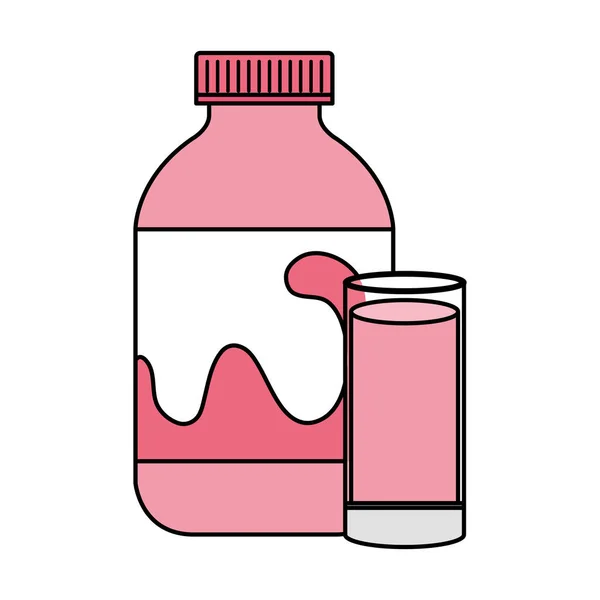 Cam ile lezzetli şişe yoğurt — Stok Vektör