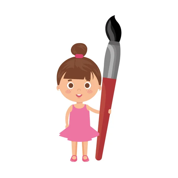 Studentka holčička s paintbrush — Stockový vektor