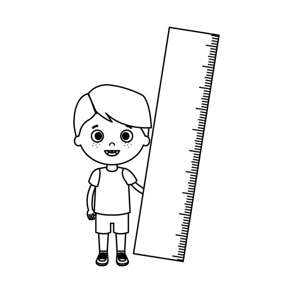 Μικρό αγόρι μαθητή με χαρακτήρα κανόνα — Διανυσματικό Αρχείο