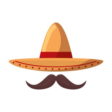 mexican mariachi hat with mustache clipart