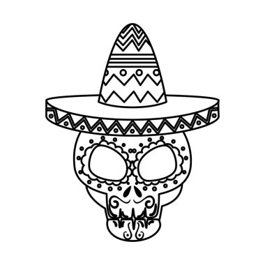 Ölüm günü maskesi mariachi şapka ile