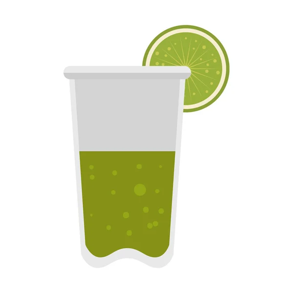 Taza de tequila con icono de bebida de limón — Vector de stock