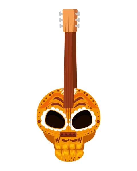 Kytara s maskou den smrti malované — Stockový vektor