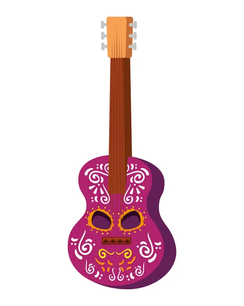 Gitar ölüm günü maskesi ile boyalı — Stok Vektör