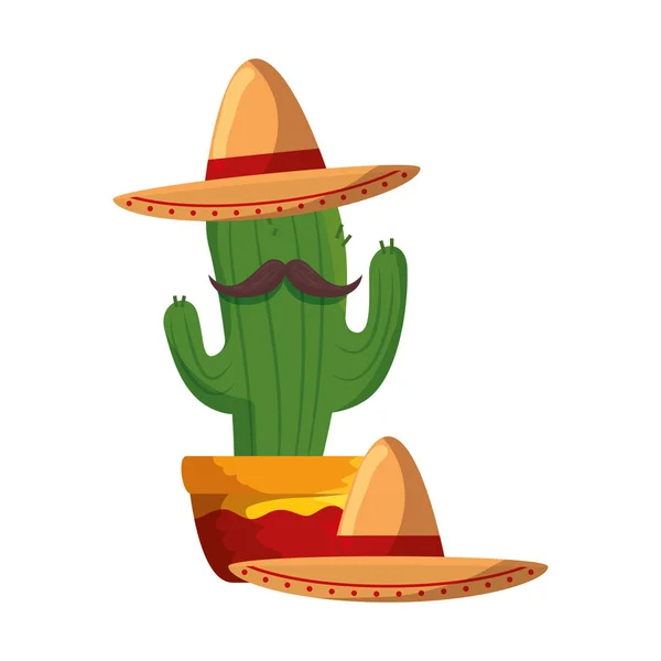 Cactus mexicano con carácter de sombrero de mariachi — Vector de stock