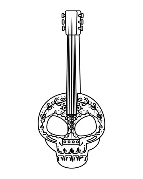 Gitar ölüm günü maskesi ile boyalı — Stok Vektör