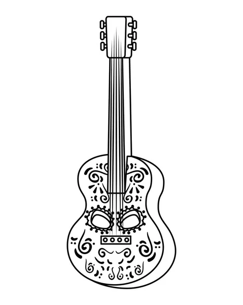 Gitar ölüm günü maskesi ile boyalı — Stok Vektör