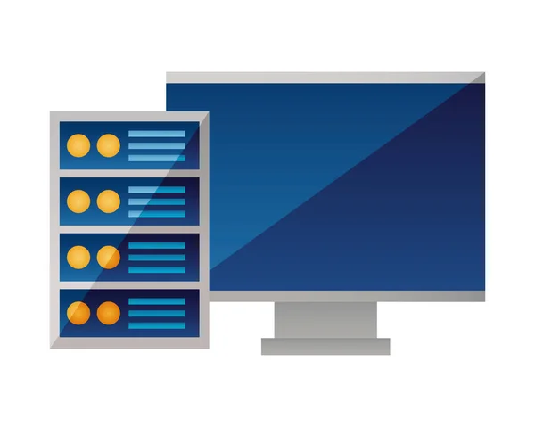 Computermonitor en case — Stockvector