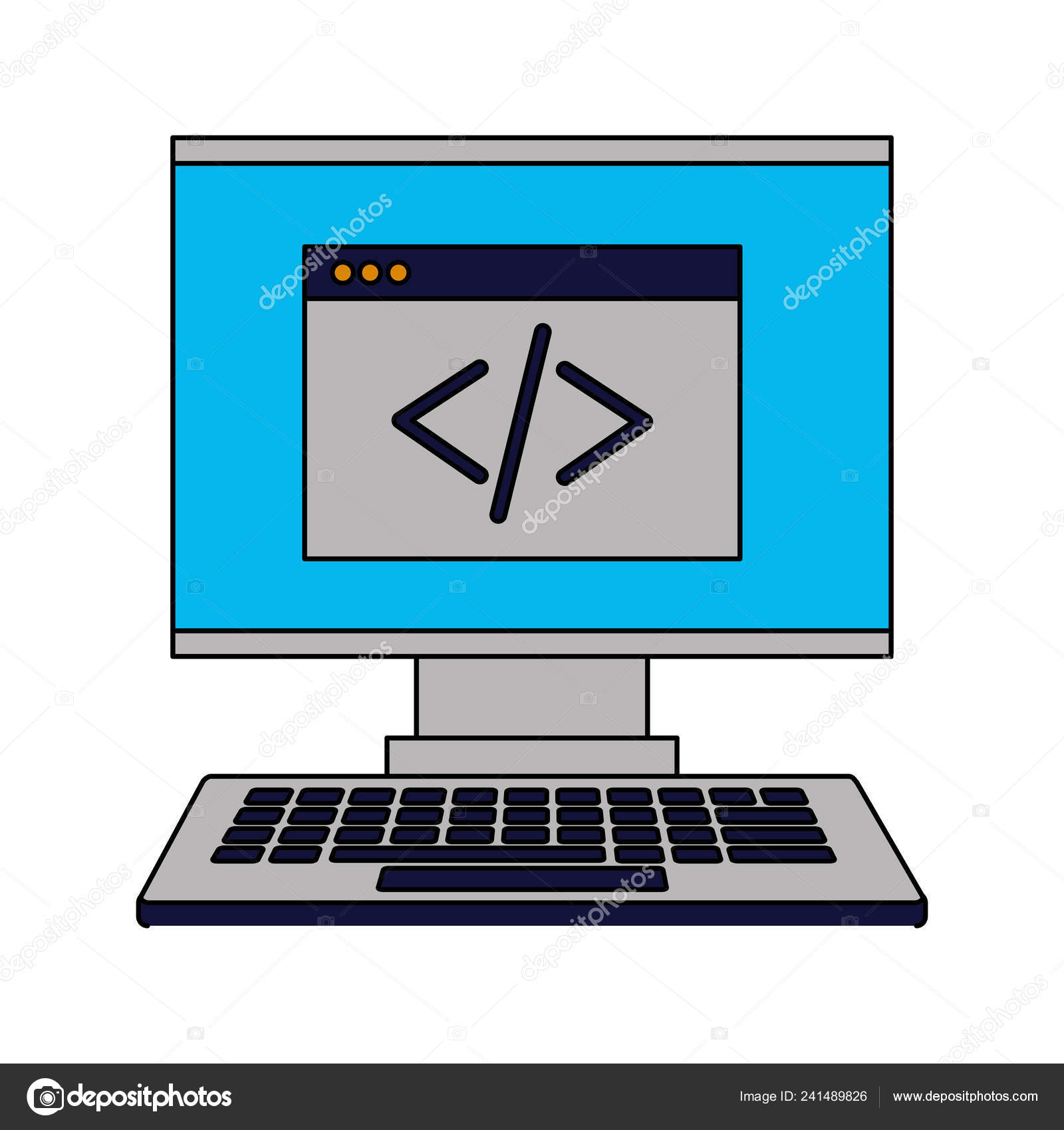Computer monitor keyboard coding website Stock Vector by ©yupiramos ...