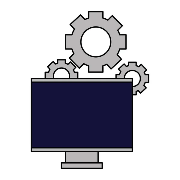 Engrenages moniteur d'ordinateur — Image vectorielle