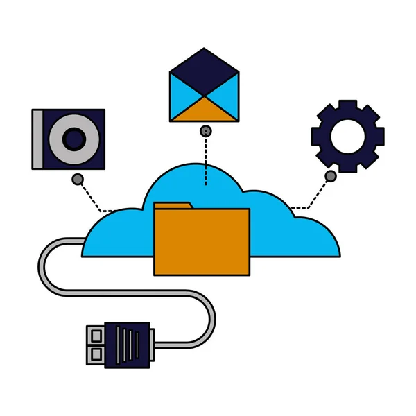 Conector de computación en nube archivo de cable — Vector de stock