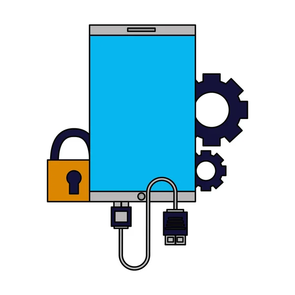 Smartphone data security plug setting — Stock Vector