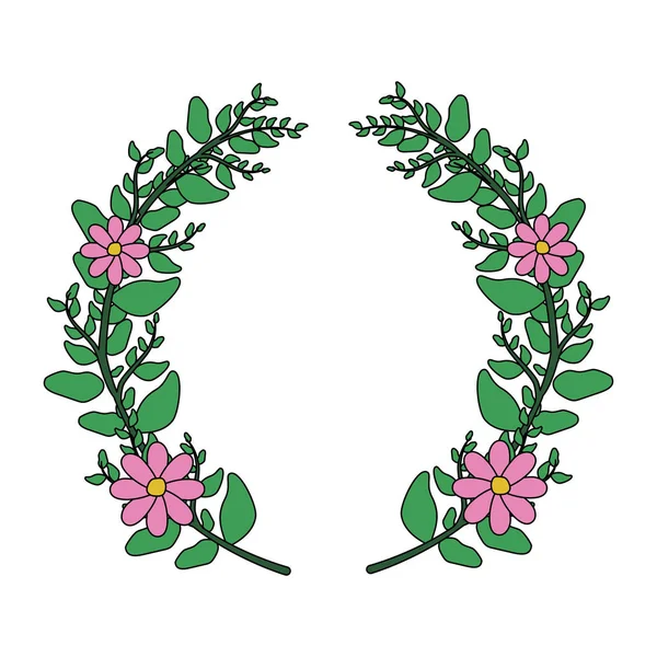 Couronne fleur feuillage floral — Image vectorielle