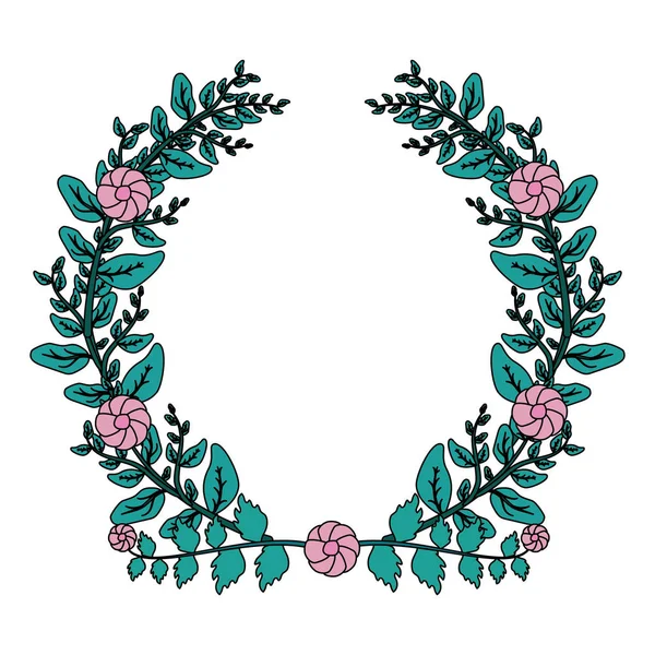 Couronne fleur feuillage floral — Image vectorielle