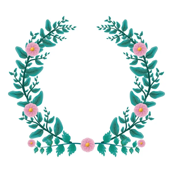 Couronne fleur feuillage floral — Image vectorielle