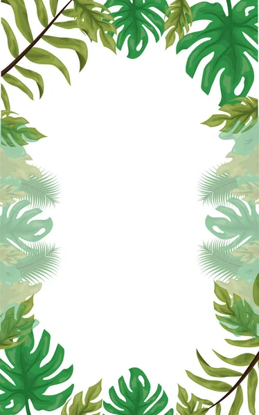 Marco hojas follaje tropical fondo — Vector de stock