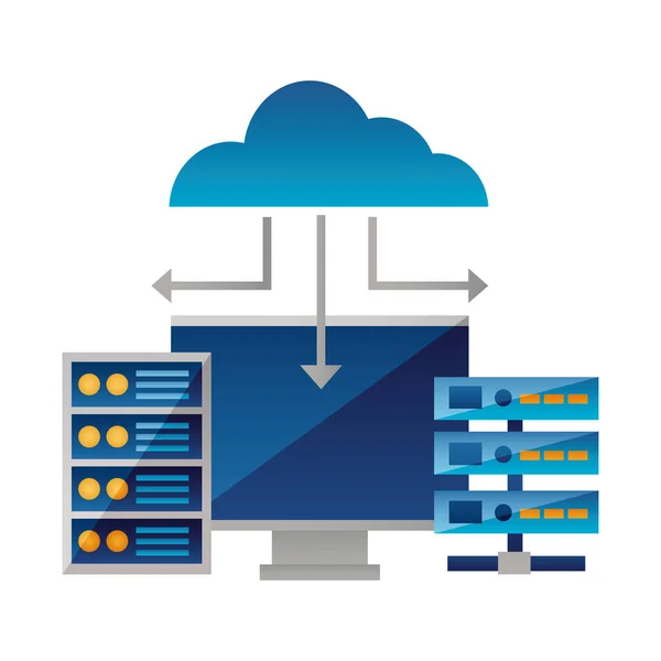 Cloud Computing überwacht Falldatenbank — Stockvektor
